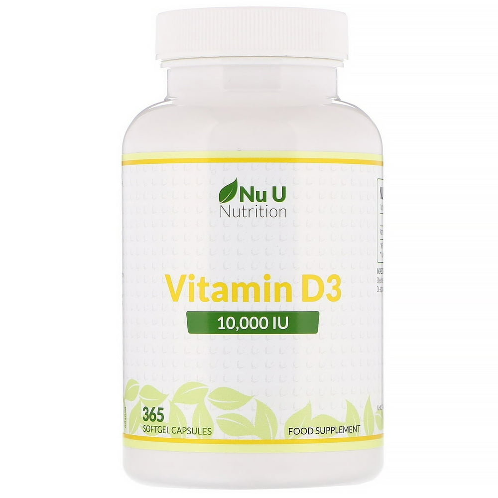Nu U Nutrition Vitamin D3, 10,000 IU, 365 Softgel Capsules Walmart