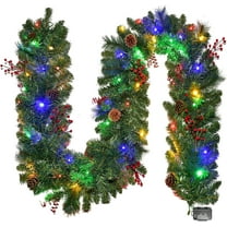 Scidweet 9ft Pre-Lit Christmas Garland with Lights for Outdoor Indoor, Artificial Garlands 8 Lighting Modes Battery Powered with 50 LED Multicolor String Light for Xmas Decor