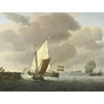 thumbnail image 2 of Willem van de Velde the Younger 18x15 Gold Ornate Wood Frame and Double Matted Museum Art Print Titled - Ships Near the Coast in Windy Weather (C. 1650 - C. 1707), 2 of 4
