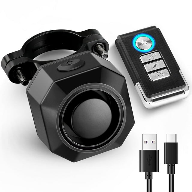 Wsdcam USB Rechargeable Bike Alarm with Remote, 110dB Loud Wireless Anti Theft Vibration Motion Sensor Vehicle Security Alarm System Waterproof Bicycle Trailer Motorcycle Alarm