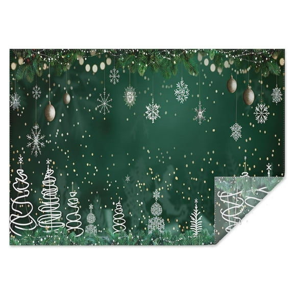 Rectangle Table Clothes Merry Christmas Ball Pine Branches Green Table Cloth,Decor Oil-Proof Table Cloths for Picnic Gathering Halloween Fall Thanksgiving Christmas