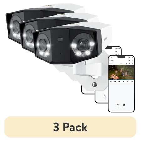 (3 pack) Reolink 16MP Duo 3 Dual-Lens PoE Security Camera with 180° View Motion Track Color Night 24/7 Record