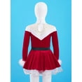 thumbnail image 4 of Doomiva Miss Santa Dancewear for Girls Velvet Long Sleeve Tutu Dress Party Gown Red 16, 4 of 6