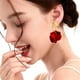 thumbnail image 5 of Pendientes rojos grandes, aretes colgantes de zinc rojos para mujer, bohemios, de resina de pétalos, 5 of 6