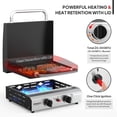 thumbnail image 2 of 2 Burner Portable Propane Griddle with Enameled Tray & Lid, 20000 BTU Rolling Flat Top Gas Grill with Electronic Ignition, Side Shelves & Regulator for Outdoor Cooking Camping BBQ Tailgating, 2 of 6