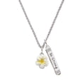 thumbnail image 1 of Delight Jewelry Silvertone White and Yellow Flower Silvertone Be Strong and Courageous Bar Charm Necklace, 23", 1 of 4