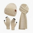 thumbnail image 2 of SERTG Women's Winter Knitted Warm Gloves,Hat,Scarf 3 PC Set Thick Hat Fashion Comfortable Soft Outdoor Hat Set(Beige,Free Size), 2 of 3