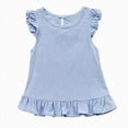 thumbnail image 3 of Sgkm Baby Kids Girl T Shirts with Fly Sleeve Ruffle Solid Color Cotton Top Round Neck Summer Clothes Breathable Blue 6-12 Months, 3 of 6