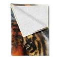 thumbnail image 2 of Safari Soft Flannel Fleece Throw Blanket, Double Exposure Tiger Collage with 2 Overlapping Images Oriental Mandala Backdrop, Cozy Plush for Indoor and Outdoor Use, 50" x 60", Multicolor, by Ambesonne, 2 of 5