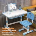 thumbnail image 2 of AOJA Kids' Desk and Chair Set, Height Adjustable Learning Table Set with Tiltable Reading Stand and LED Light,  Kids' Desk Chairs with Extra Large Drawer for Living Room, Bedroom (Blue), 2 of 8
