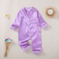 thumbnail image 4 of Tfken Girls Pajamas Jumpsuit Long Sleeve Fall Winter Comfy Casual Sleepwear Homewear Button Daily Wear Soft Loungewear Children Trendy Clothes Size 6-12 Months Purple, 4 of 9