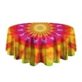 thumbnail image 5 of Colorful Tie Dye Mandala Pattern Round Tablecloth 60"x60",Wrinkle Wipeable Table Cloth for Kitchen Dining Room Picnic Patio Party, 5 of 6