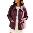 thumbnail image 3 of Busydd Suede Jackets for Women with Pockets Fashion Solid Color Button Down Fall Jackets Casual Comfortable Long Sleeve Lapel Jackets, 3 of 10