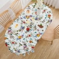 thumbnail image 4 of Spring Summer Floral Tablecloth Oval 60x84 Inch, Outdoor Tablecloth Vintage Birds Flower Table Cloth Decor for Dinner Party Picnic, 4 of 6