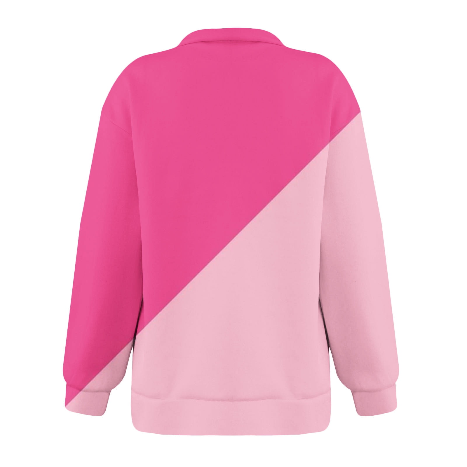 XFLWAM Womens Oversized Half Zip Pullover Color Block Long Sleeve Sweatshirt  Quarter Zip Trendy Hoodie Ouffits Teen Girls Fall Y2K Clothes Hot Pink M 