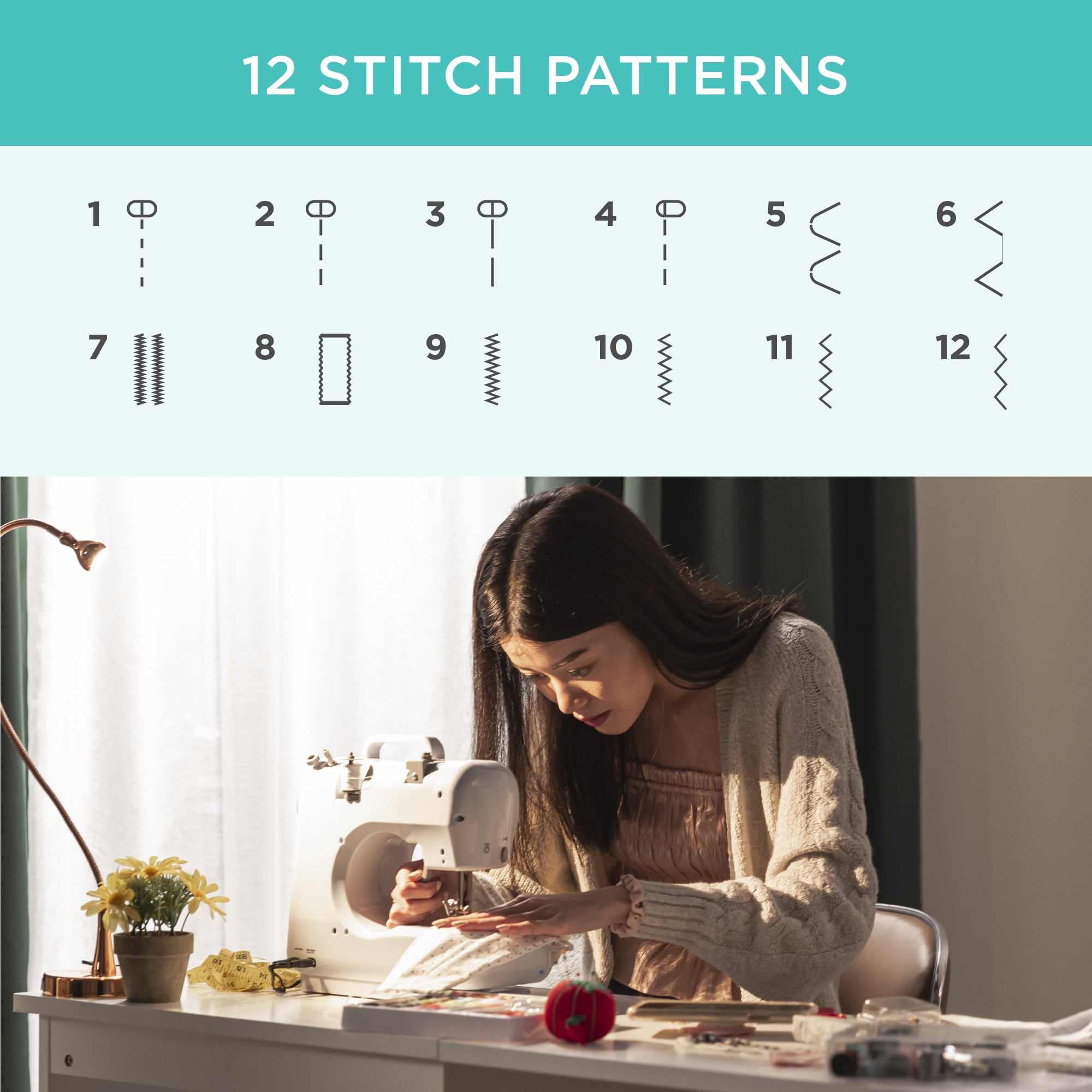 Best Choice Products 6V Portable Sewing Machine, 42-Piece Beginners Kit w/ 12 Stitch Patterns - Gray/White