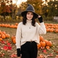 thumbnail image 3 of Lightweight Stretchy Halloween Pointed Wizard Hat, Wide Brim Witch Hat Costume Accessory, Comfort Fit for Halloween Themed Party, Role Play & Daily Styling Dark Gray, 3 of 7