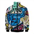 thumbnail image 2 of Chaqueta con estampado de sublimación 3D divertido, patrón personalizado, flores, animales marinos, suéter de cuello alto para hombres y mujeres, ropa, 2 of 4