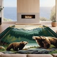 thumbnail image 2 of Design&I 8'x10' Washable Area Rug Extra Large Skid-Resistant Low Profile Cabin Cub Wildlife Woodland Forest Border Bathroom Sunset Medieval for Living Room, Family, 2 of 7