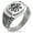 Silver, variant on Stainless Steel Kraken Octopus Pirate Skull CZ Ribbed Needle Stripe Pattern Biker Style Polished Ring