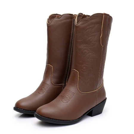

Blikcon Unisex Kids Boys Girls Cowboy Boots Classic Western Boots (Color : Brown Size : 12 Littler Kids)