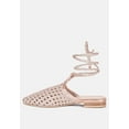 thumbnail image 4 of TUTSI Gold Handwoven Honeycomb Tie Up Flat Mules, 4 of 6