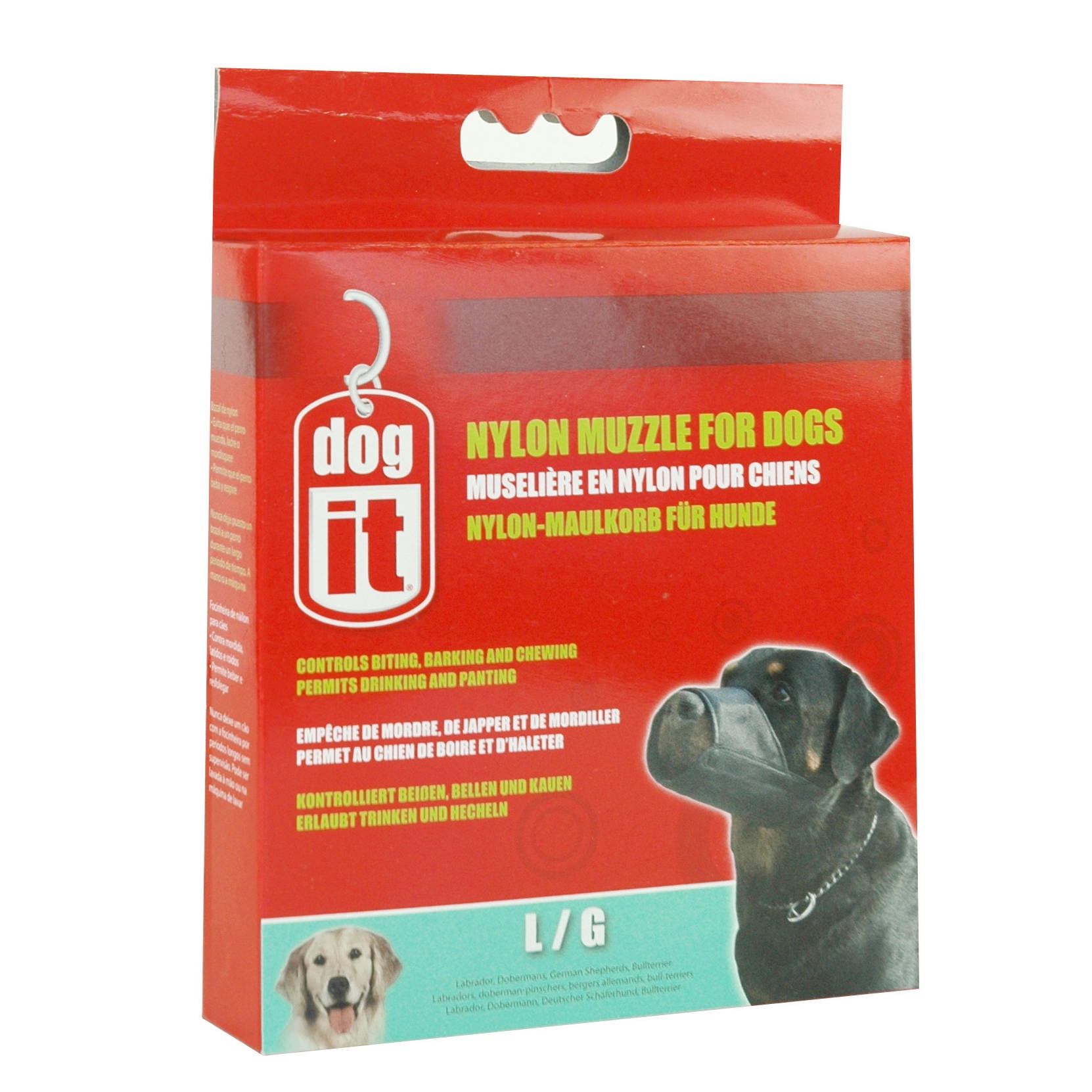 Dogit Nylon Dog Muzzle Black Lg 8in