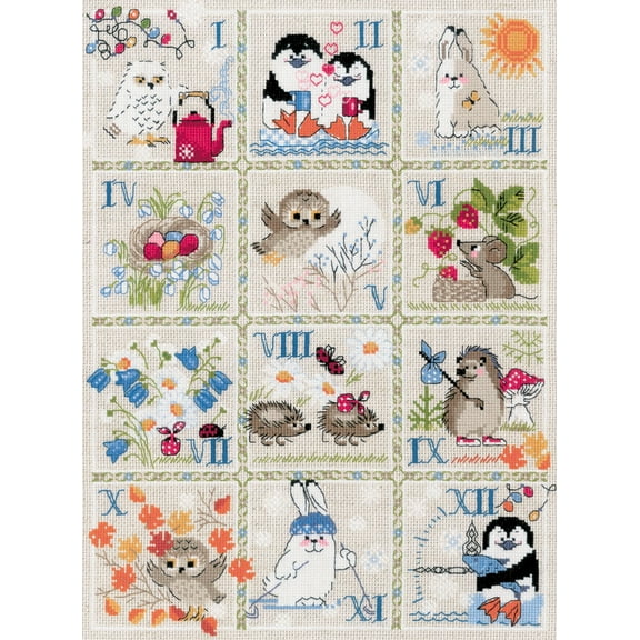RIOLIS Counted Cross Stitch Kit 11.75"X15.75"-Forest Calendar (14 Count)