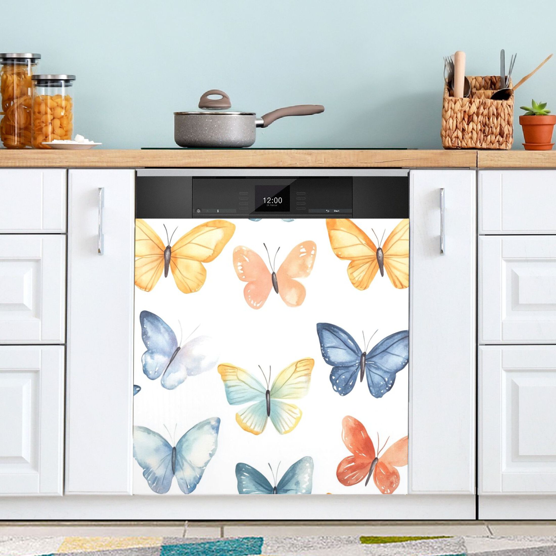 Dishwasher Magnetic Sticker 23x26 Inch Refrigerator Magnetic Sticker Washing Machine Magnetic Sticker Kitchen Panel Magnetic Sticker Home Decor Watercolor Pretty Butterfly
