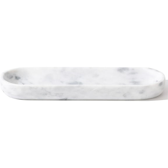 10.6" Decorative Bowl for Home, Natural Marble Tray Key Bowl, Decor Tray for Kitchen Counter, Bathroom Countertop (Natural White)