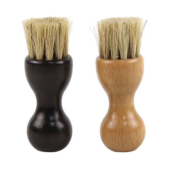 LEORX 1Pc Multifunctional Wooden Brush with Pig Hair Bristles for Cleaning Shoes and Household Items