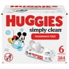Huggies Simply Clean Unscented Baby Wipes, 6 Flip-Top Packs (384 Wipes Total)