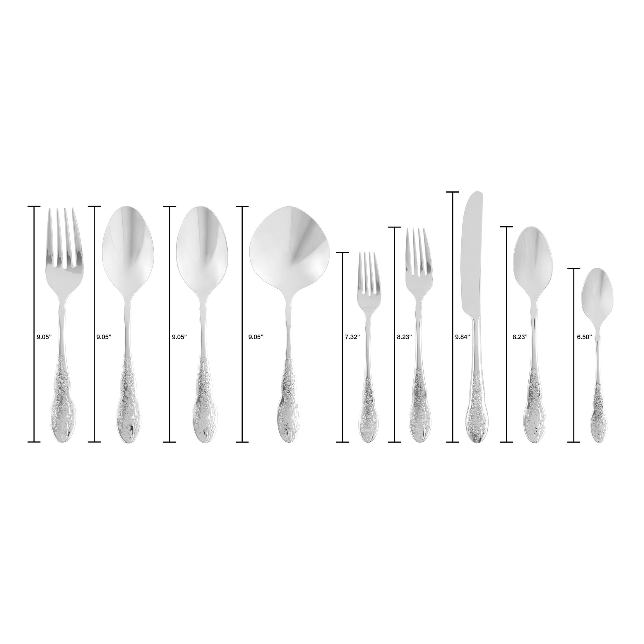The Pioneer Woman Mazie 44-Piece Stainless Steel Flatware Set, Silver