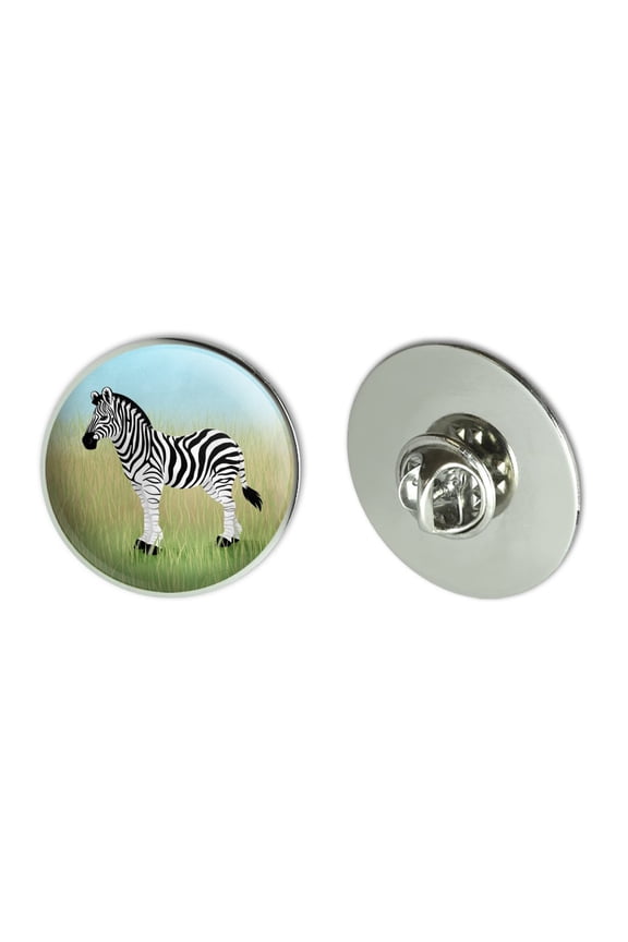 Zebra in Grasslands Metal 1.1" Tie Tack Hat Lapel Pin Pinback
