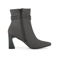thumbnail image 3 of BLISSFUL STEP Women's Knot Decor Square Toe Side Zip Block Heels Ankle Boots Gray 7, 3 of 8