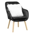 thumbnail image 3 of Pemberly Row Accent Chair in Blue Linen Fabric with Wood Legs, 3 of 9