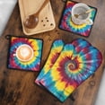 thumbnail image 5 of Colorful Rainbow Tie Dye Spiral Pattern Kitchen Oven Mitt and Pot Holder Sets 2 Pcs for Baking, Cooking and Grilling, Heat Resistant Up To 392 °F, 5 of 7