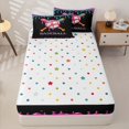 thumbnail image 4 of Castle Fairy Sport Baseball Zipper Full Size Comforter Sets with Fitted Sheet and 2 Pillowcases, Ice Cream Drip Zipper Bedding Set, Pink Blue Black,4pcs, 4 of 6