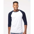 thumbnail image 3 of Tultex - Unisex Fine Jersey Raglan T-Shirt - 245 - White/ Navy - Size: S, 3 of 3