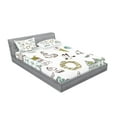 thumbnail image 2 of Ambesonne Cartoon Fitted Sheet & Pillow Sham Set, Lighthouse Anchor Seagull, Queen, Pale Green Yellow, 2 of 2