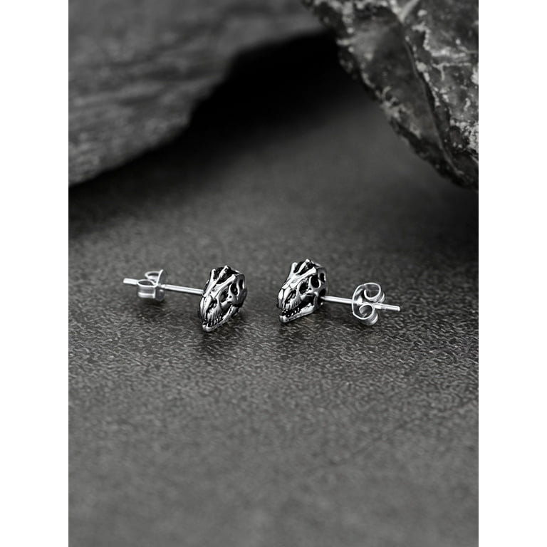 FaithHeart Dinosaur Stud Earrings for Men Stainless Steel Dino Earrings Studs Cartilage Tragus Piercing Jewelry Gifts