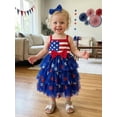 thumbnail image 3 of Loicainy Baby Toddler Girl 4th of July Dress 6 12 18 24 Months 2T 3T 4T Striped Star Print Sleeveless Square Neck Tulle Dress and Bow Headband Set, 3 of 9