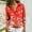 Red, variant on Honeeladyy Sales Online Button Down Shirts Deep V Neck Long Roll up Sleeve Blouses Collar Casual Flower Print Top Blouse for Women Summer Fit
