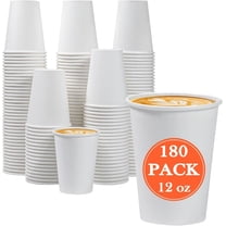 180 Count 12 oz Paper Coffee Cups, Disposable Cups for Hot or Cold Drinks, Ounce White Beverages Water Party, Picnic, Travel, Events