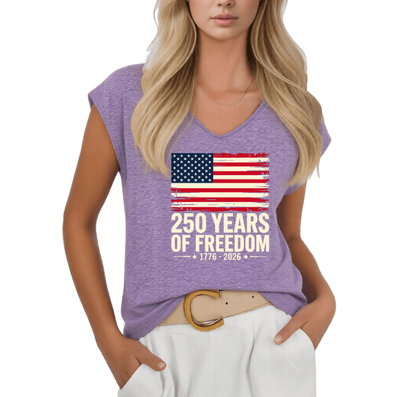 Cozymy Womens 1776 2026 USA Freedom Graphic Print Tshirt V Neck Sleeveless T Shirt Summer Patriotic Graphic Tees Shirts Tops