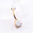 thumbnail image 3 of Implant Grade Titanium Golden Internally Threaded Teardrop Opal Prong Belly Button Ring, 3 of 5