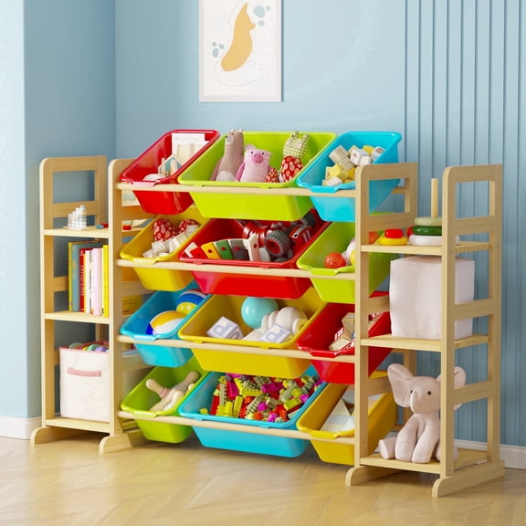 SpaceAid Toy Storage Organizer with 6 Shelves and 12 Bins, Multicolor