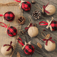 thumbnail image 2 of Ornaments, 24Pcs 2-1/2 Inches Red Black Check Stitching Burlap, 2 of 5