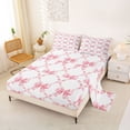 thumbnail image 2 of Manfei Watercolor Bow Full Size Sheets For Girls,Pink Ribbon Bowknot Bed Sheets For Kids,4 Pieces, 2 of 6