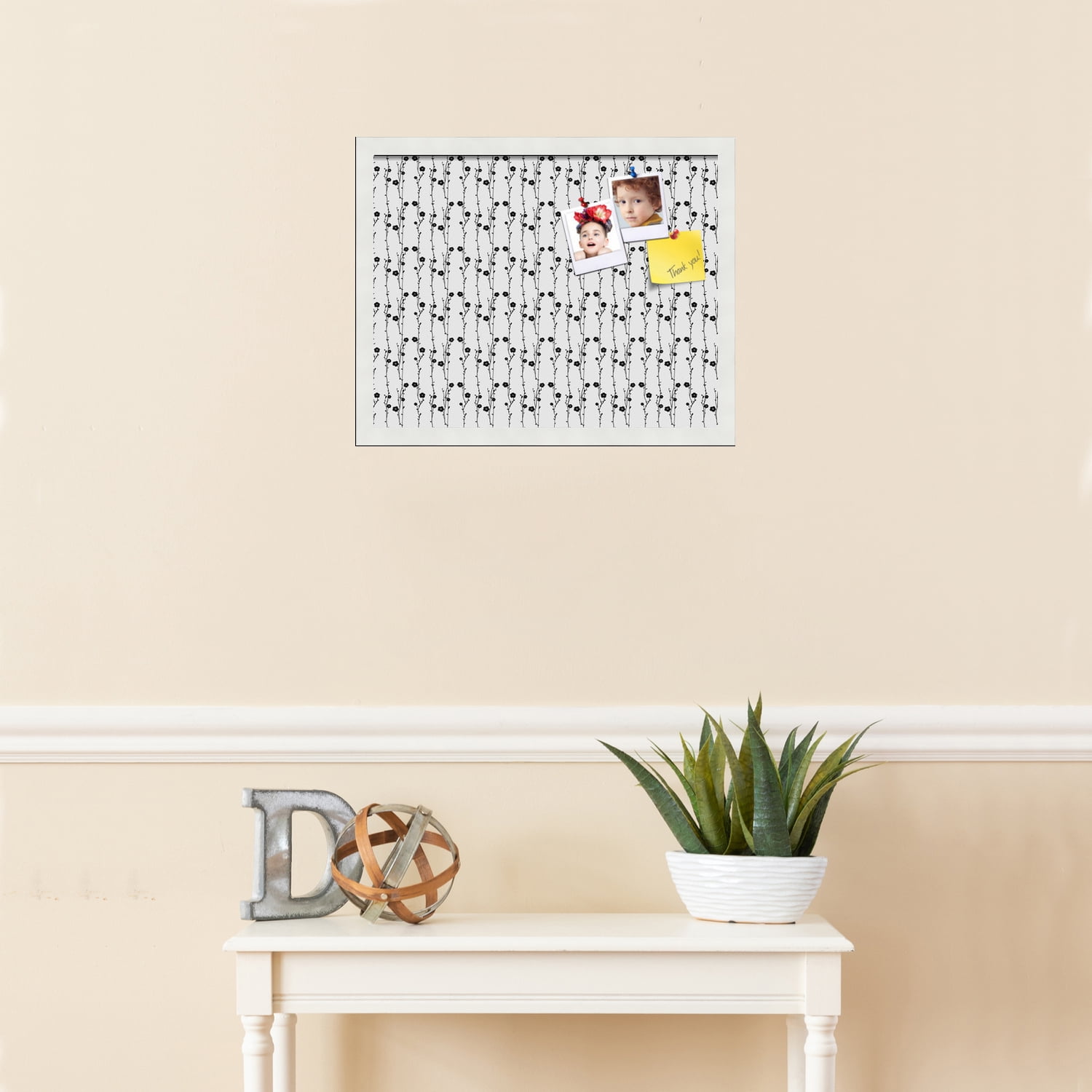 PinPix 19x15 Custom Cork Bulletin Board Floral Design Black Floral Poster Board Has a Fabric Style Canvas Finish, Framed in Floral Design Black Floral, by ArtToFrames (PinPix-207)